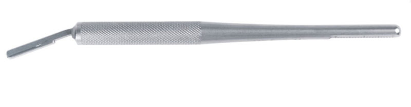 MEH-02 Ручка скальпеля круглая изогнутая с линейкой